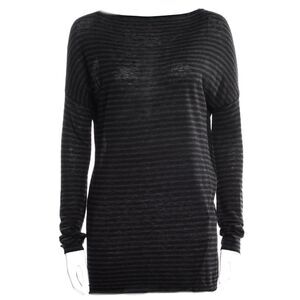 Vince Charcoal and Black Wool Striped Sweater - Size L